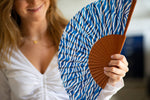 Cargar imagen en el visor de la galería, Abanico Agua - de Madera y Algodón - Original y Artesanal
