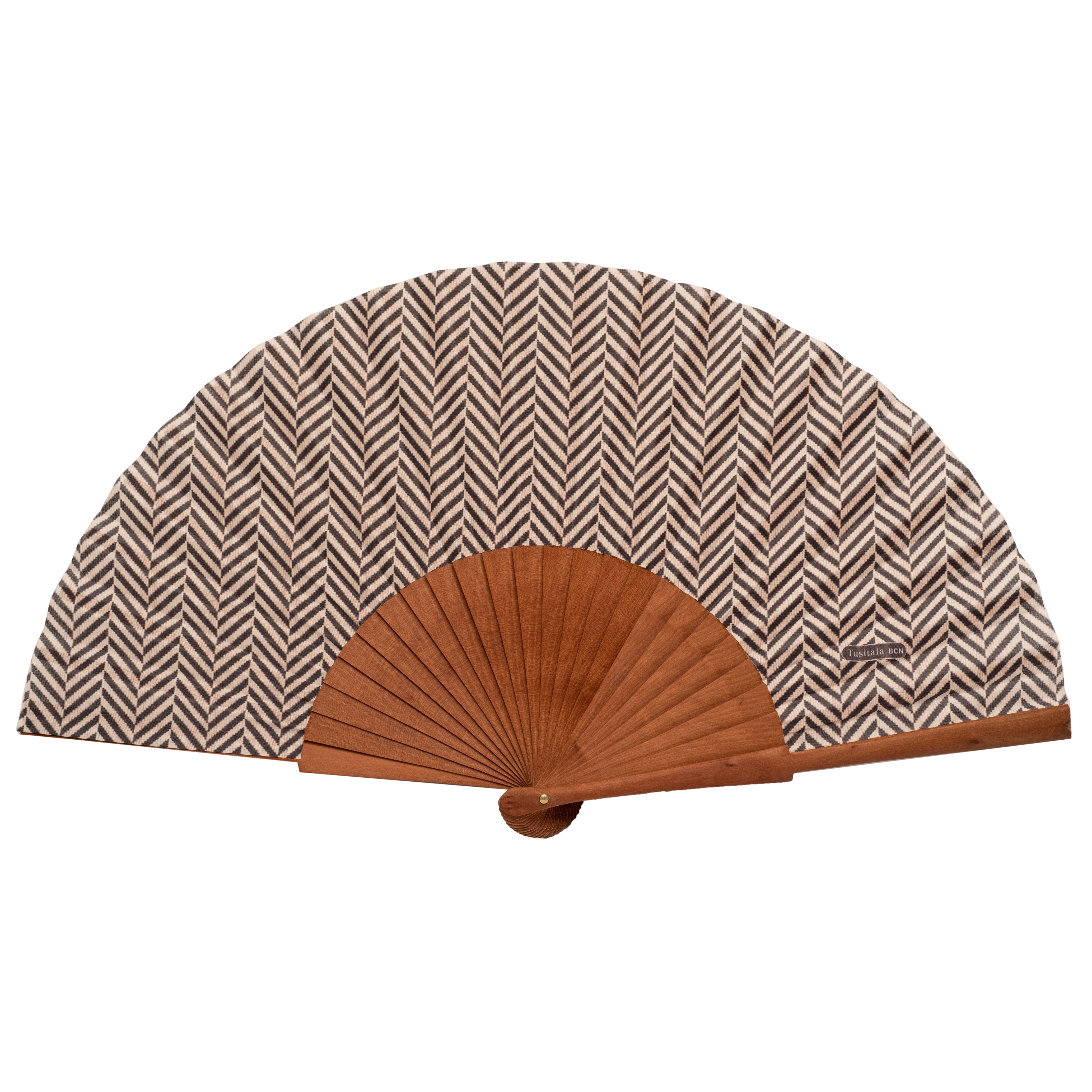 Abanico Espiga Marrón - de Madera y Algodón - Original y Artesanal