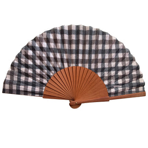 Brown plaid hand fan