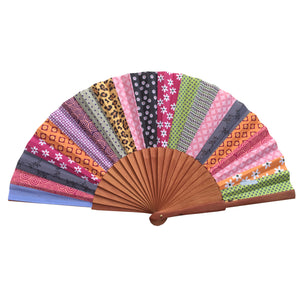 Abanico Patchwork - de Madera y Algodón - Original y Artesanal